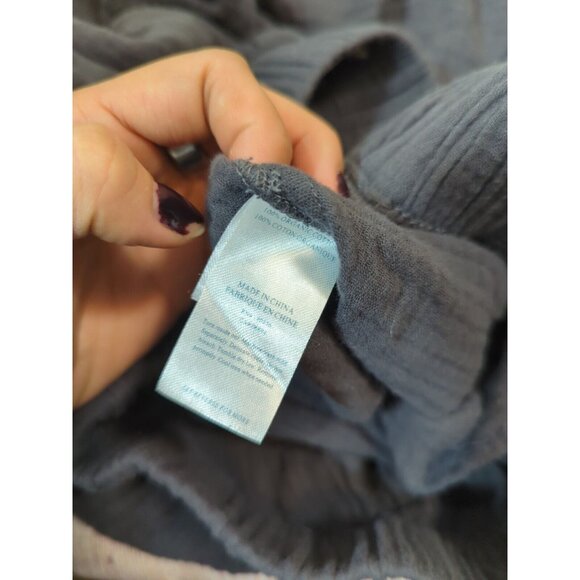 Faherty Women's Dream Organic Cotton Gauze Wide Leg Pants Washed Gray Sz Small - Picture 3 of 6